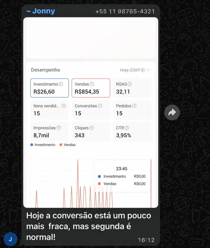 Resultado aluno Jonny ROAS 32,11